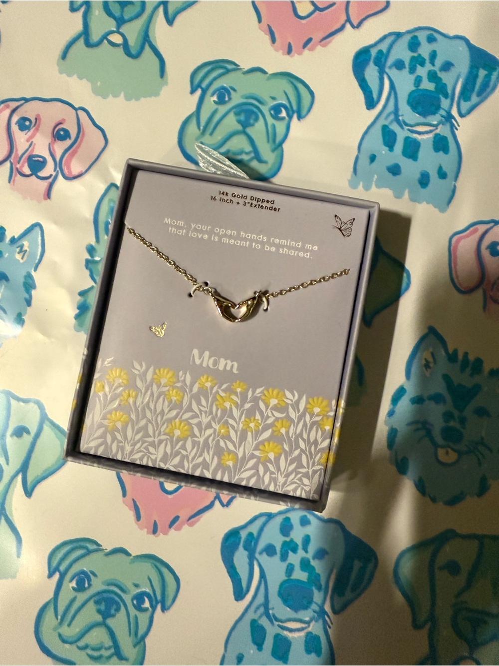 Mom Gold-Dipped Open Hands Necklace - 14K Gold Finish